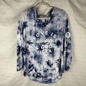 Torrid Super Soft Shirt Size 0 Tie Dye Blue Love is Always a Good Idea Pride